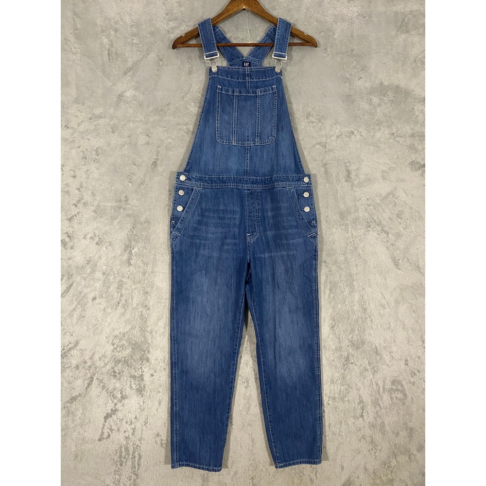 Gap Denim Overalls Sz M Blue Medium Wash Straight Leg Cotton Casual Farmcore